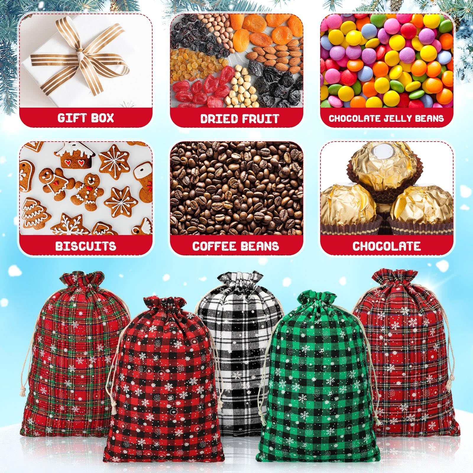 Shappy 25 Pieces Christmas Drawstring Bags 8 X 12 Shappy