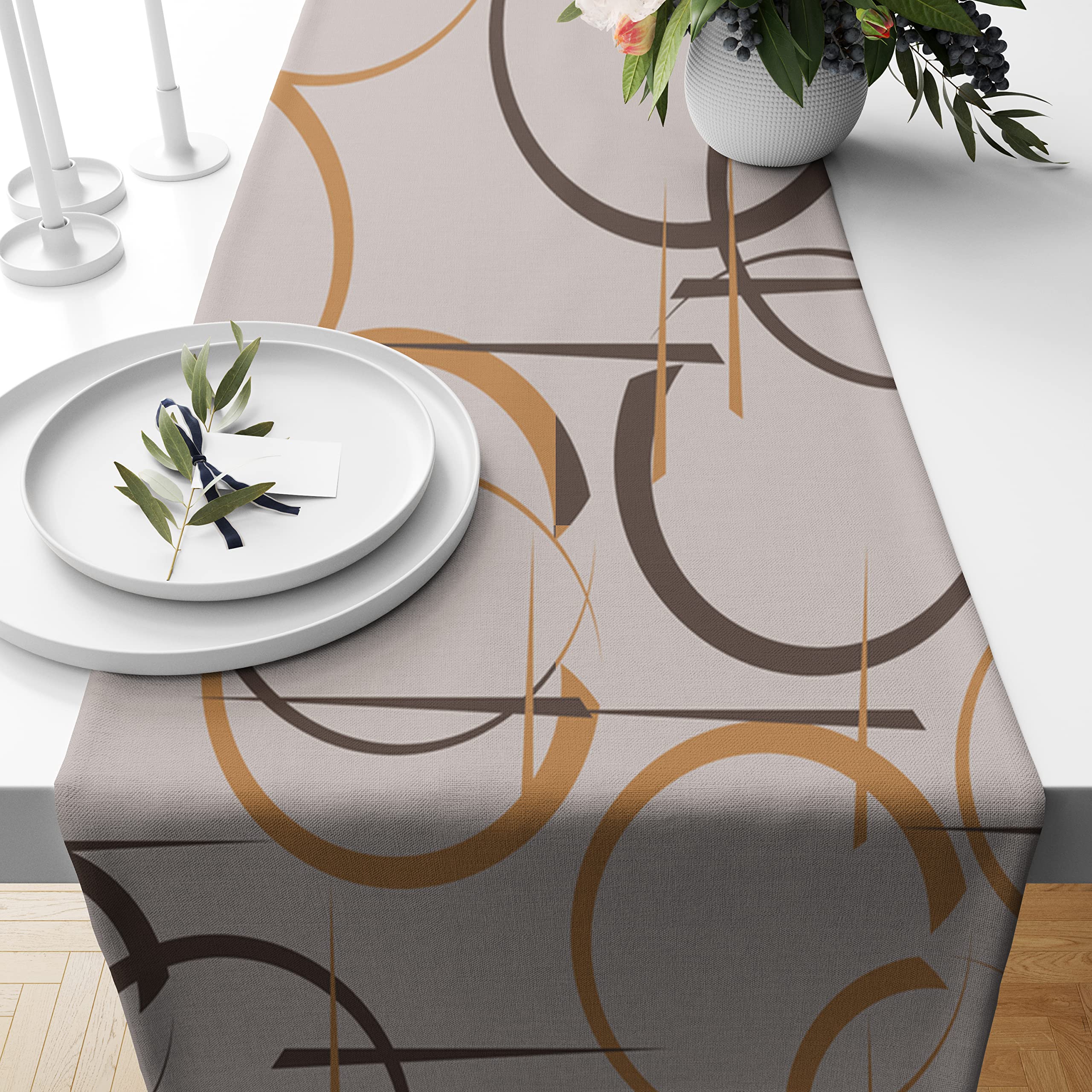 BRICK HOME Table Runner - Geometric Peach Design -9