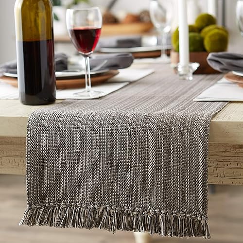 Vista 46 de DII - Colección de mesa jaspeado, camino de mesa, 13x72, rojo tango Tango Rojo