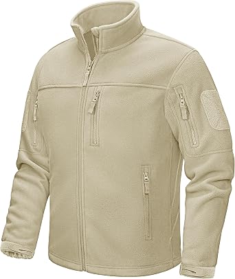 CRYSULLY Mens Fleece Jacket Winter Tactical Full-Zip Coat Military Jackets Multi Pockets