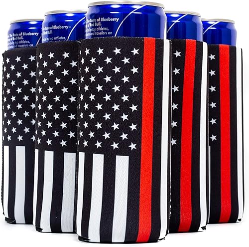 Fundas para latas de bebida, unidades ultra delgadas de neopreno para enfriar líquidos en latas de 12oz, regalo para hombres y mujeres, Firefighter