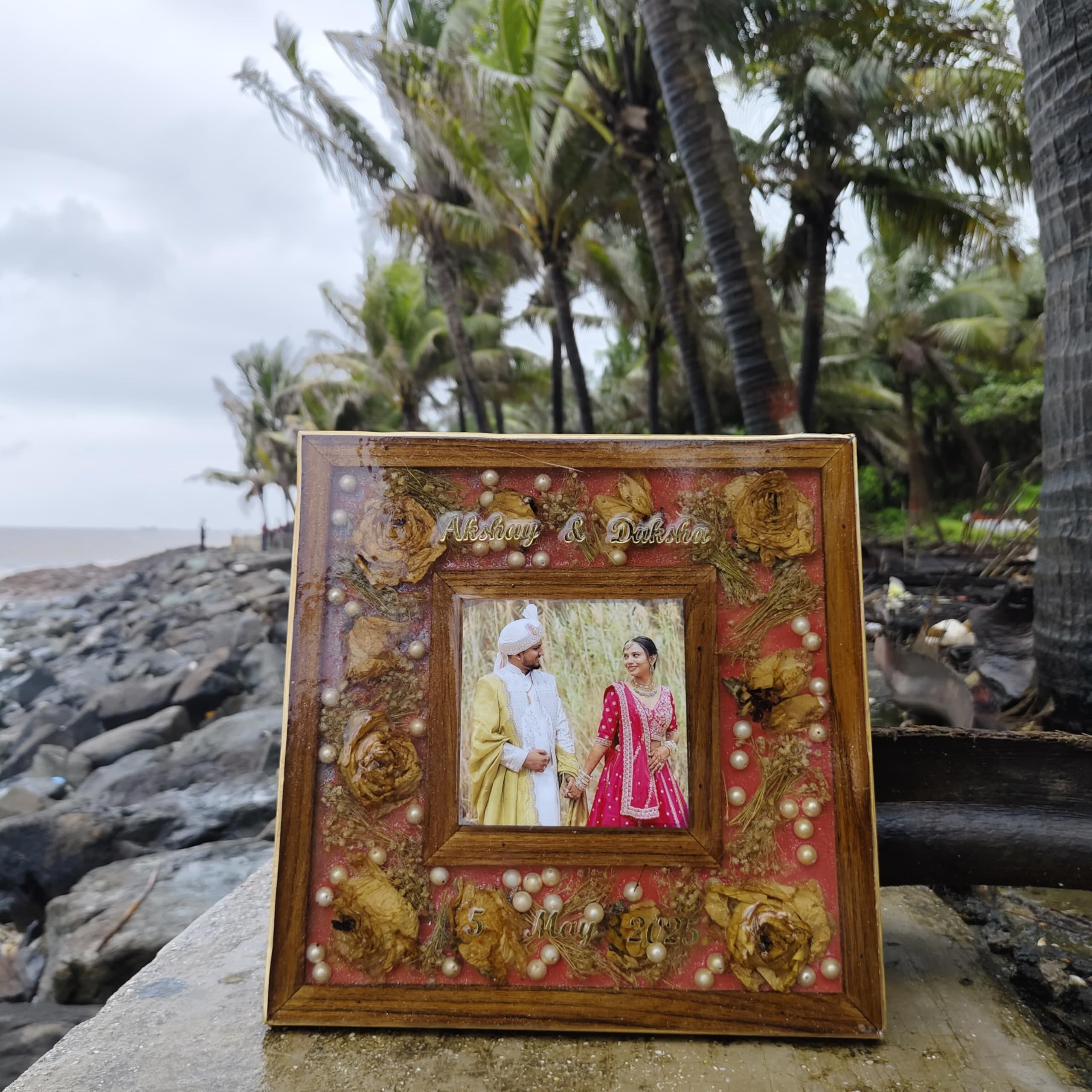 12inch square Resin Customized full Varmala Preservation in India Gift Your Wedding Memories Forever Gift Home decor Resin Flower Marriage Garland/ Varmala Customized Personalized Photo Frames With Photo Upload Personalized Birthday Gift, square-image-44