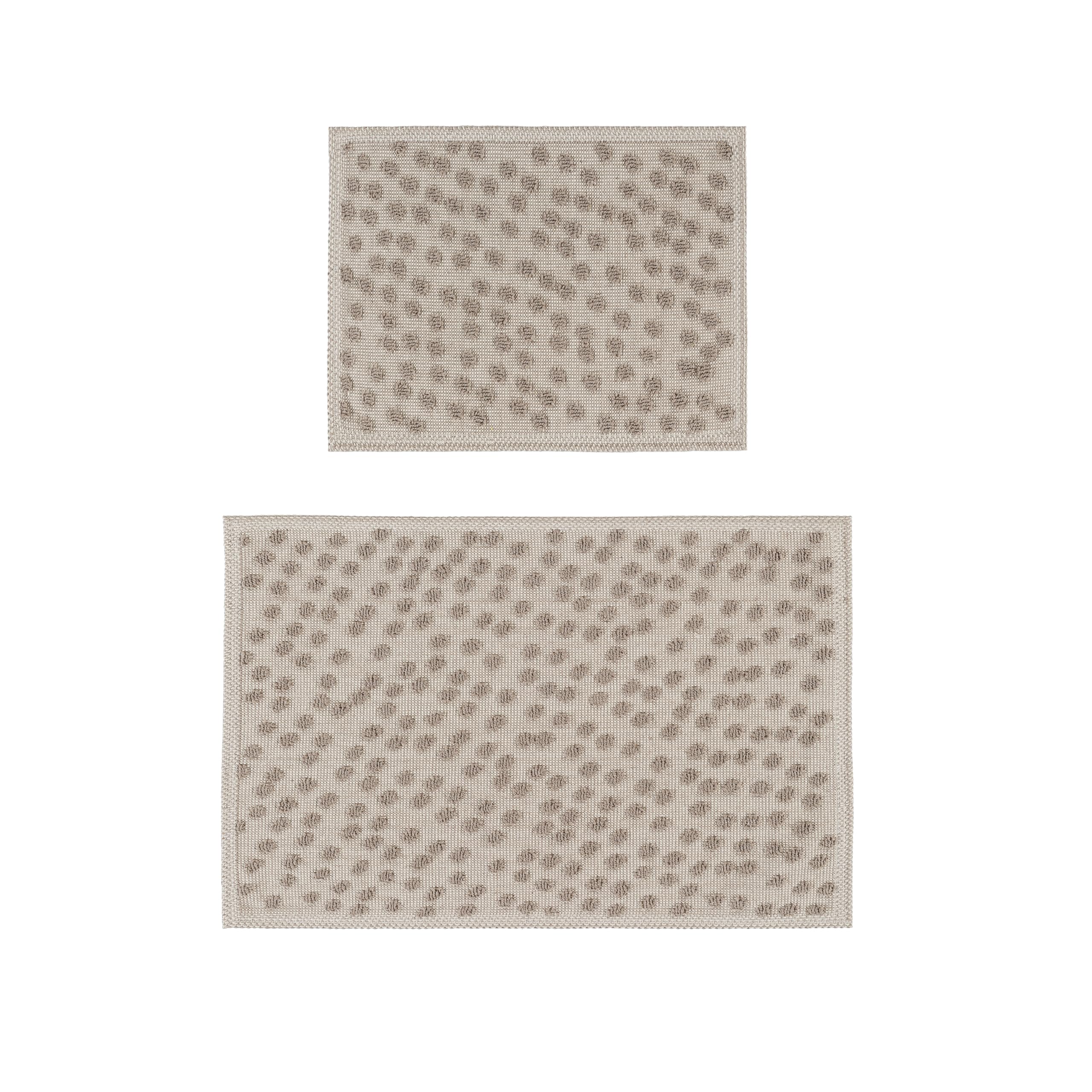 Ruglenza Bathroom Mat Set – 2 Piece Non Slip Cotton Bath Mats for Bathroom & Shower, Textured Loop Bath Rug Set, Quick Dry, Machine Washable, Easy Clean (Ecru/Beige-BK09, 50 x 120 CM)