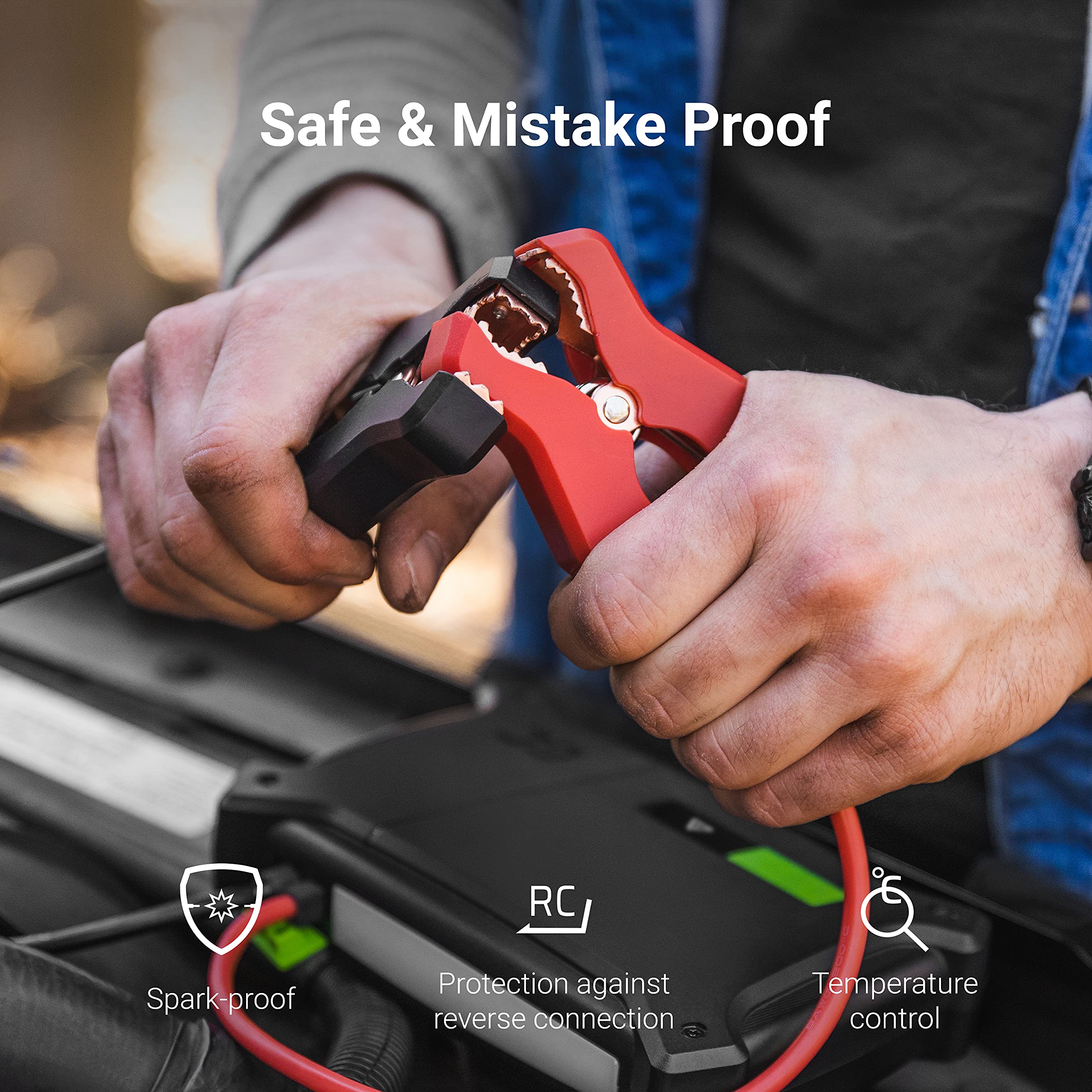 Green Cell® GC PowerBoost Avviamento di Emergenza | 16000mAh 2000A | per motori 6L diesel 8L benzina | Portatile Jump Starter | Powerbank | Booster al Litio | Cavi di Avviamento | Caricabatterie