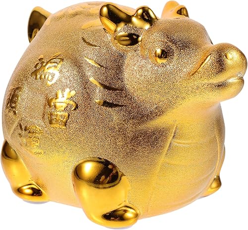 Miniatura 1 de Unomor Alcancía de dragón dorado 2024, banco de dinero chino del zodiaco animal, figura de dragón de cerámica, caja de ahorro de dinero, adorno de