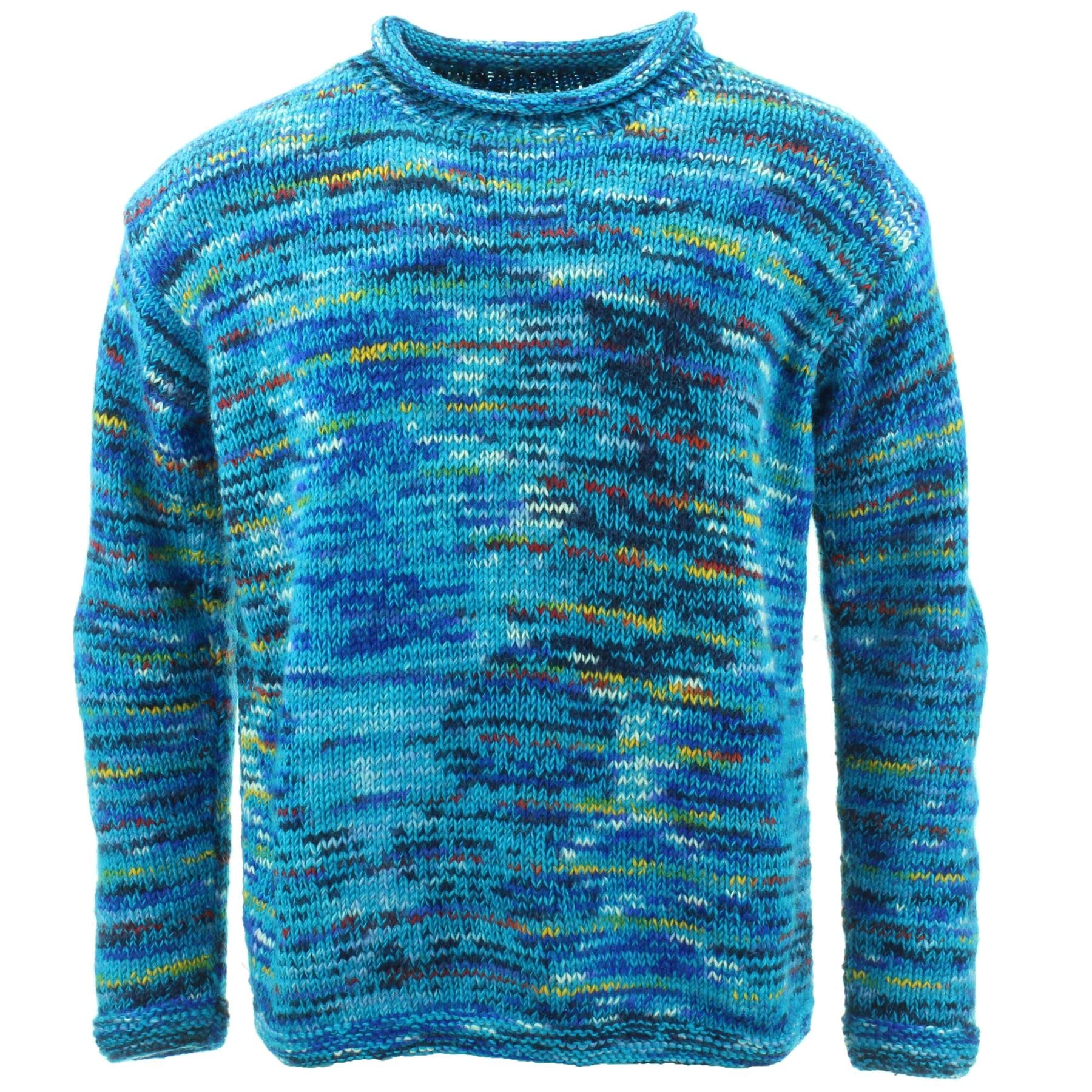 Loudelephant Unisex Sd Bright Blue Mix Chunky Wool Knit Jumper - (3X-Large)