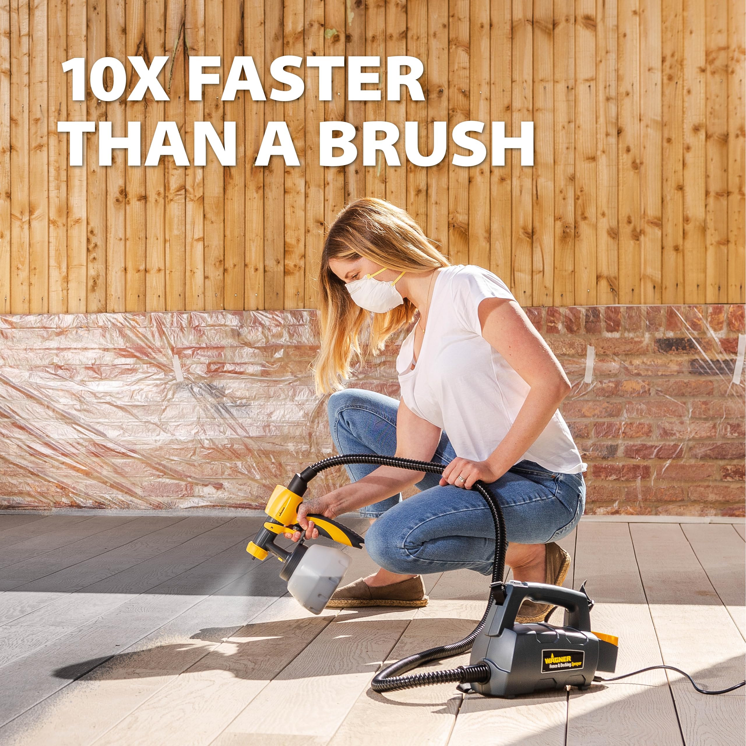 WAGNER Fence & Decking Paint Sprayer for Fences, Sheds, decking or Garden Furniture, Covers 5 m² in 9 min, 1400 ml Capacity, 460 W, 1.8 m Hose - 2