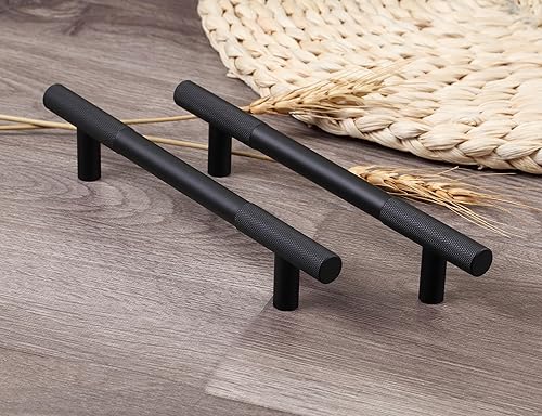 Miniatura 7 de Transform Your Space - Paquete de 10 manijas negras de gabinete de 5 pulgadas con espaciado de agujeros moleteados, manijas de gabinete de cocina