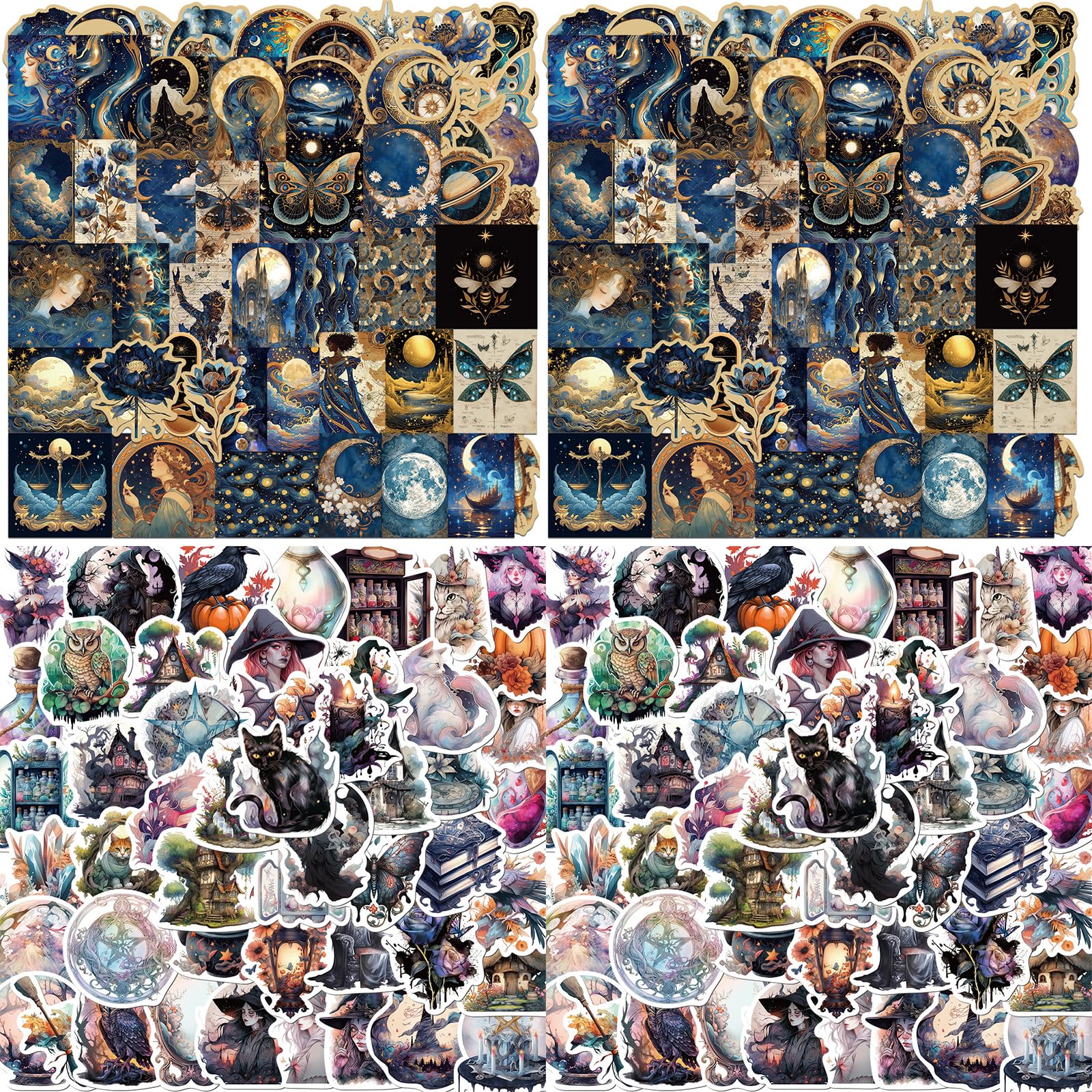 Wisebom 200 PCS Laptop Stickers, Space Galaxy Moon Planets Stickers Cartoon DIY Stickers Vintage Witch Stickers for Teens Boys Girls Adults