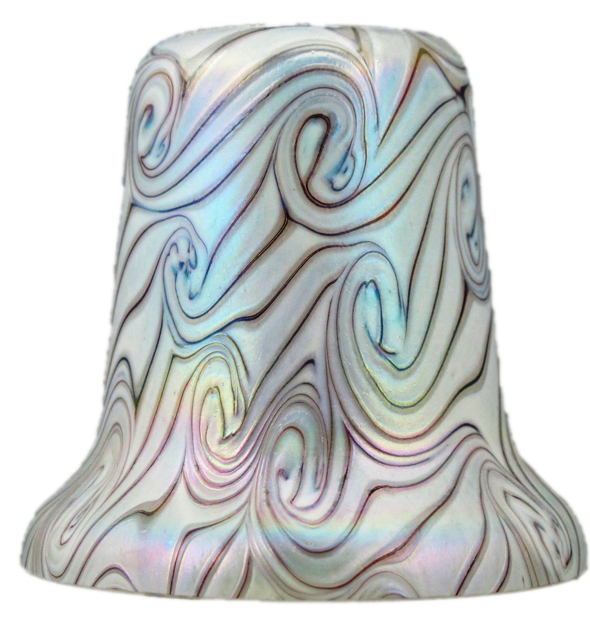 Dedal XXL de cristal Art Nouveau en blanco tornasolado para coleccionistas