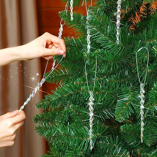 Vista 340 de 30 piezas de carámbanos de plástico retorcidos de plástico de carámbanos de Navidad, decoración colgante para árbol de Navidad, fiesta de Navidad