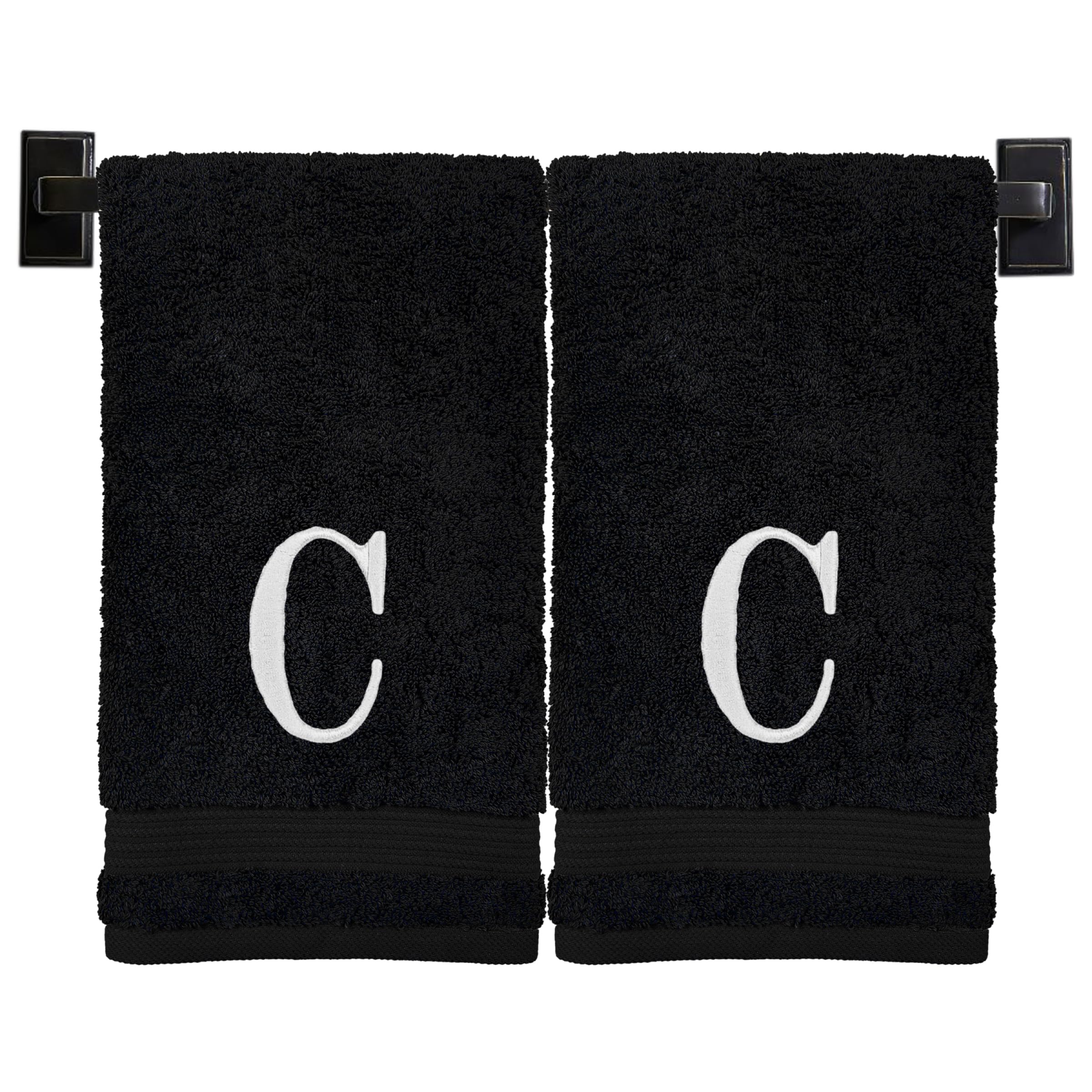 Custom Luxury Towels Monogrammed Hand Towels for Bathroom | Luxury Turkish Cotton | Embroidered in USA | Set of 2 | Choose Set Color and Monogram