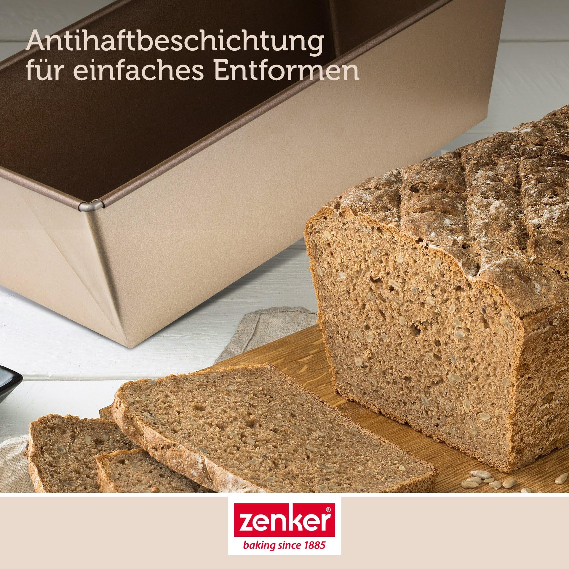 Zenker Brotbackform 30 cm MOJAVE GOLD, Backform aus Stahlblech, Brotform mit keramisch verstärkter Antihaftbeschichtung (Farbe: Mahagoni/Gold), Menge: 1 Stück