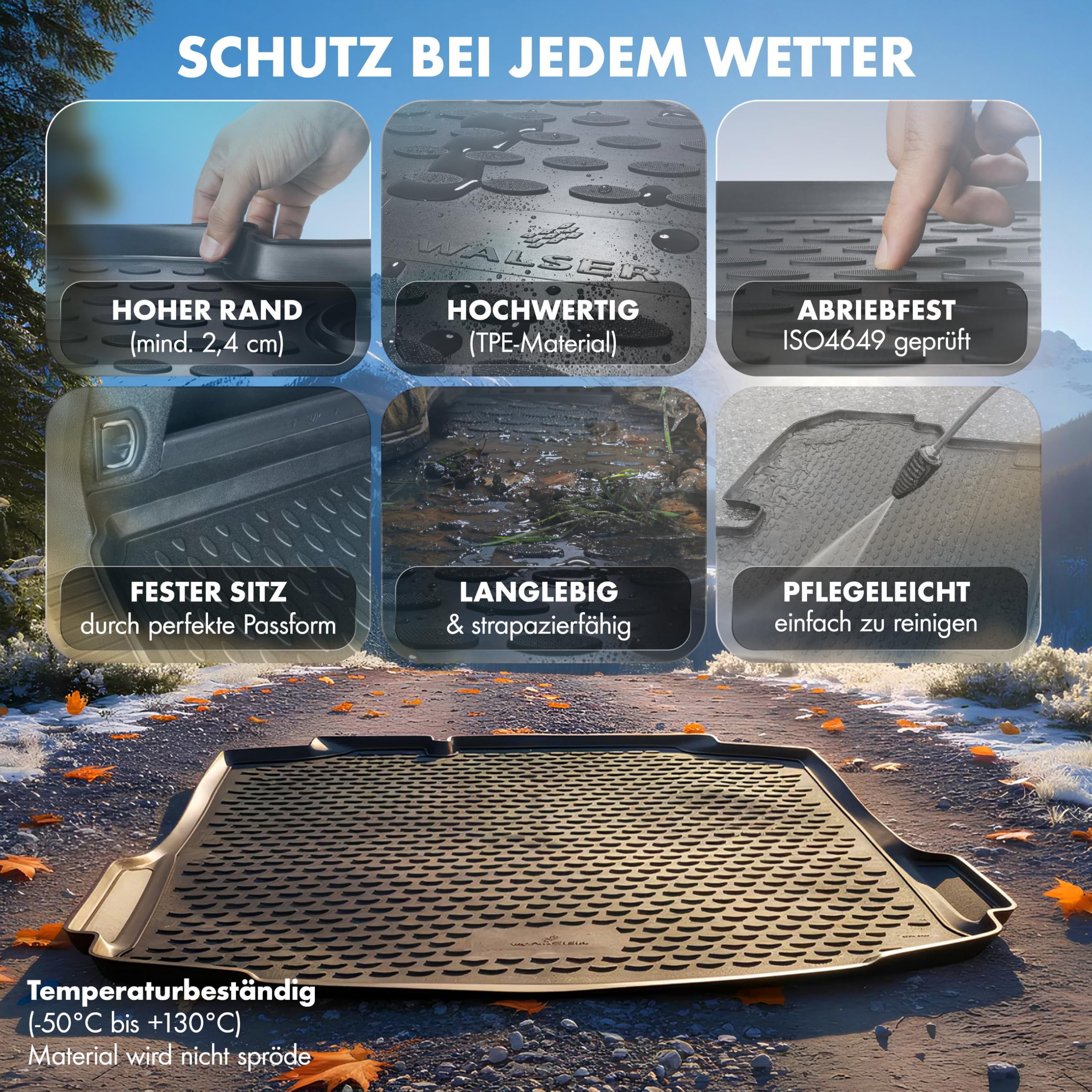 WALSER XTR mata do bagażnika Cupra Formentor (KM7, KMP) 2024-dzisiaj, górna podłoga ładunkowa, 100% dopasowana mata antypoślizgowa do samochodu, gumowa mata ochronna do samochodu, mata ochronna do