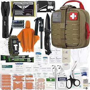 Everlit Survival Upgraded Survival First Aid Kit Emergency Gear Trauma Kit with 1000D Nylon Laser Cut Tactical EMT Pouch for Outdoor, Camping, Hunting, Hiking, Earthquake, Home, Office