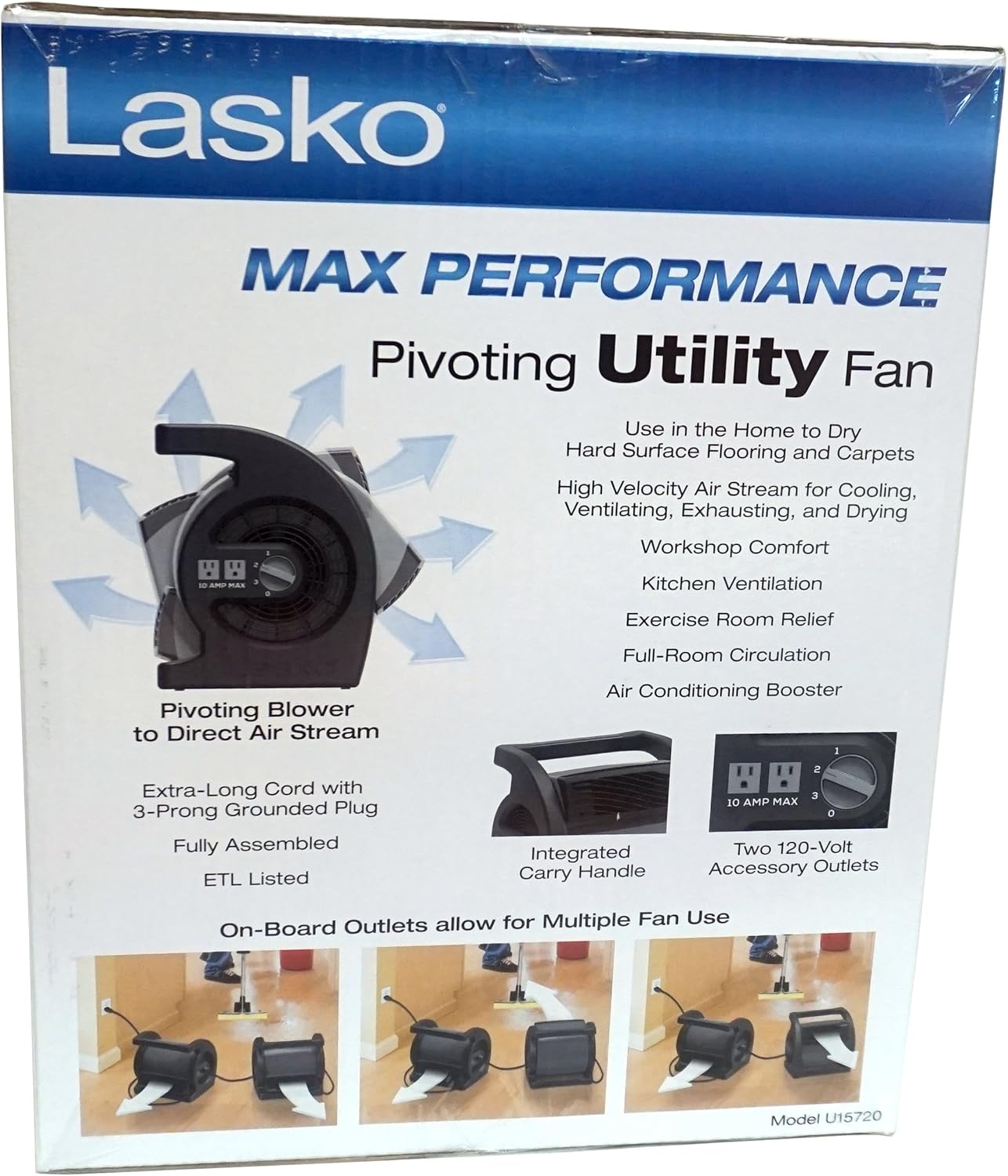 Lasko Max Performance Pivoting Utility Fan Model U15720