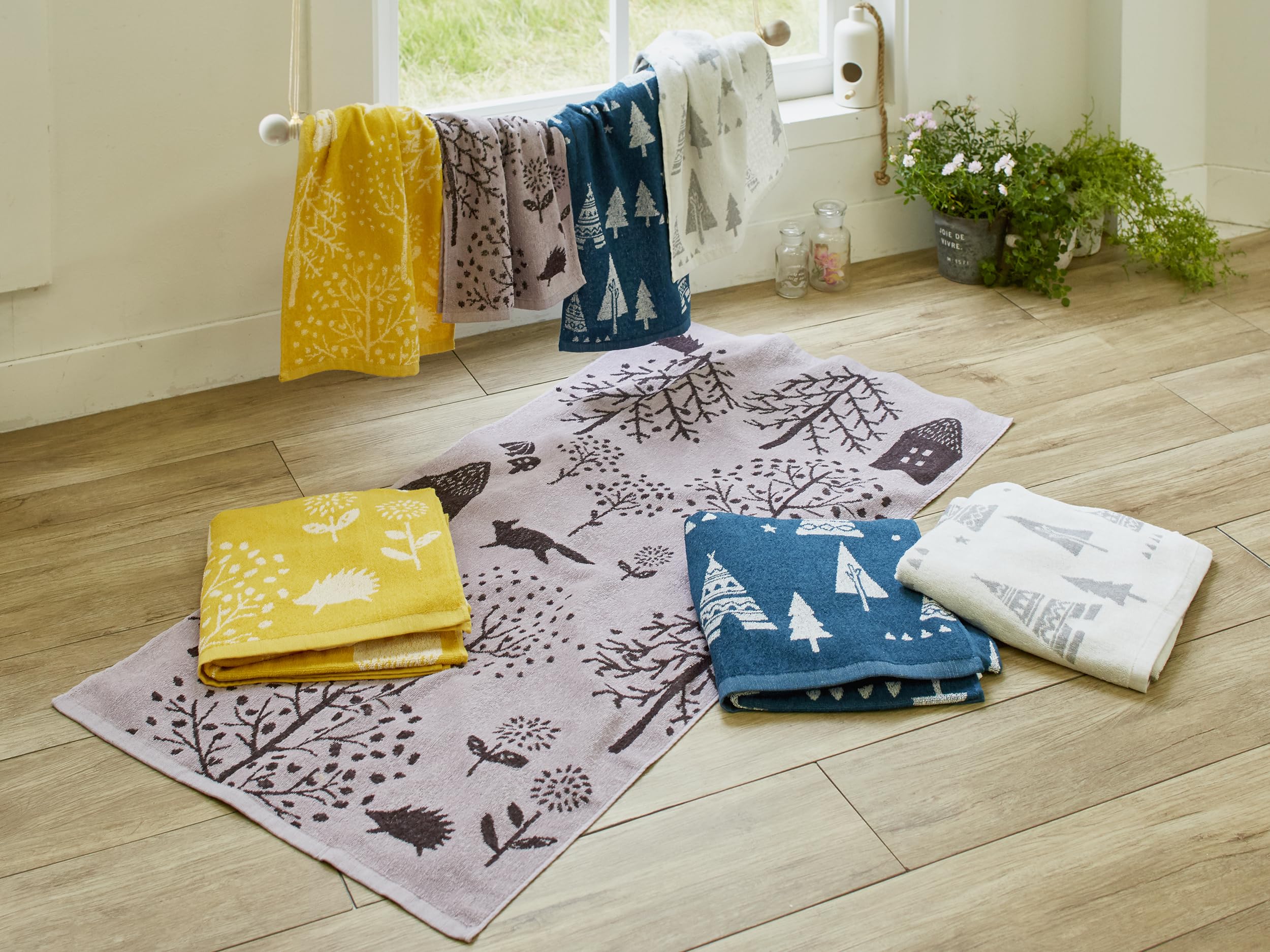 Amazon｜Kosugizen フェイスタオル 北欧調ジャガード 2柄2色×1枚