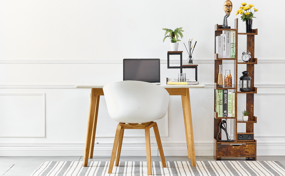 Gannyfer 38.5" Freestanding Desk Shelf Organizer - 3 Tier Wood & Metal Storage Rack For Home Office