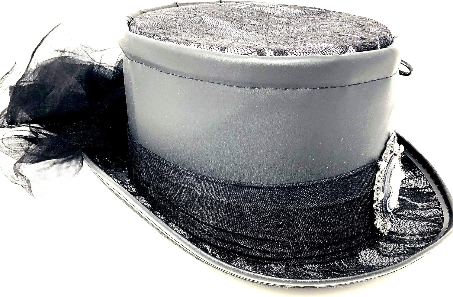 Steampunk Mad Hatter Scientist Black Top Hat For Halloween Costume Cosplay Party For Adult - Image 3