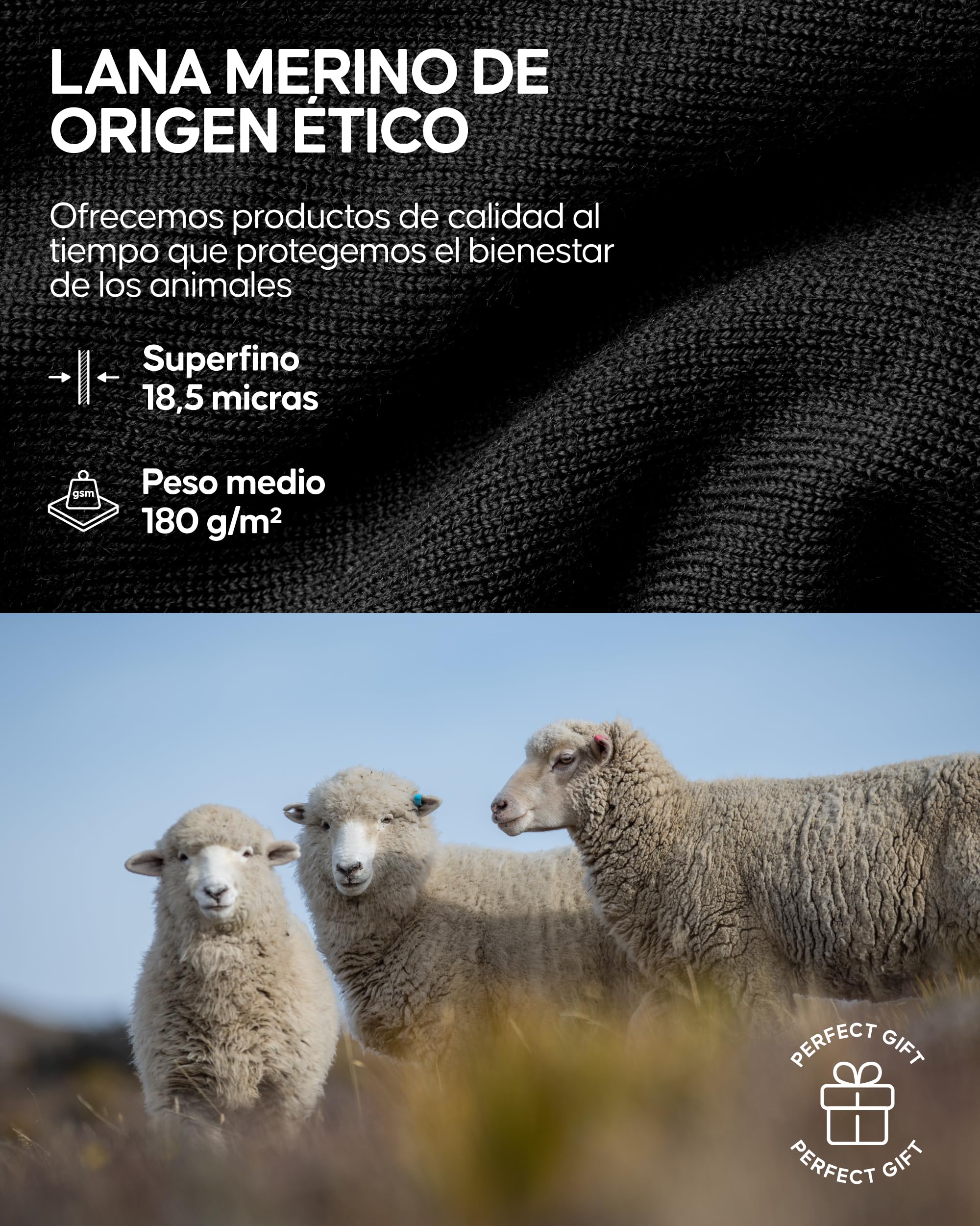 DANISH ENDURANCE Capa Base Media Cremallera Merino Hombre, Conjunto Térmico