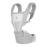 Ergobaby Alta Hip Seat, marsupio con seggiolino per neonati e bambini dai 4 mesi in su (5,5 kg - 20,4 kg), con rete SoftFlex
