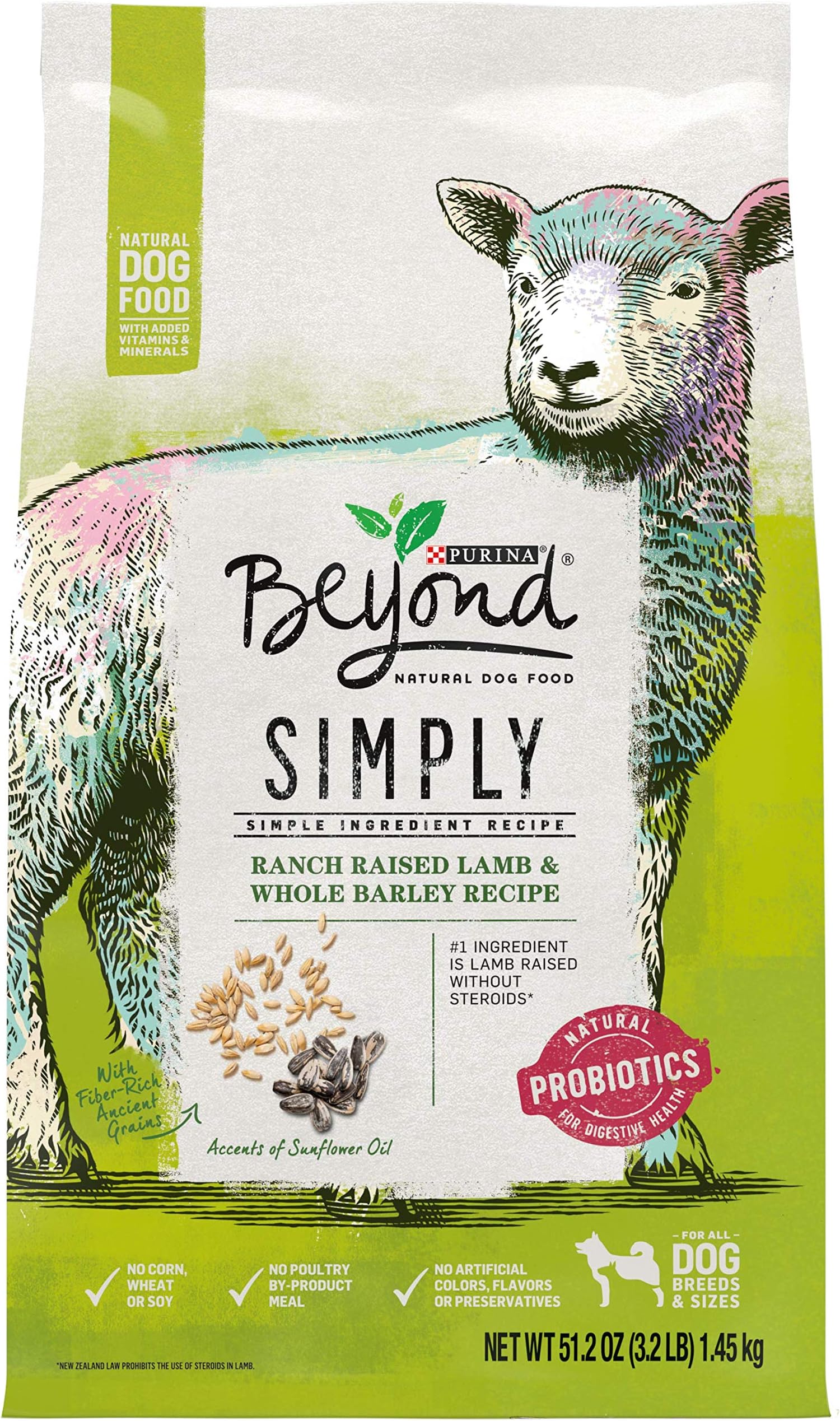 Purina Beyond Simple Ingredient, Natural Dry Dog Food, Simply Pasture Raised Lamb & Whole Barley Recipe - 3.2 lb. Bag