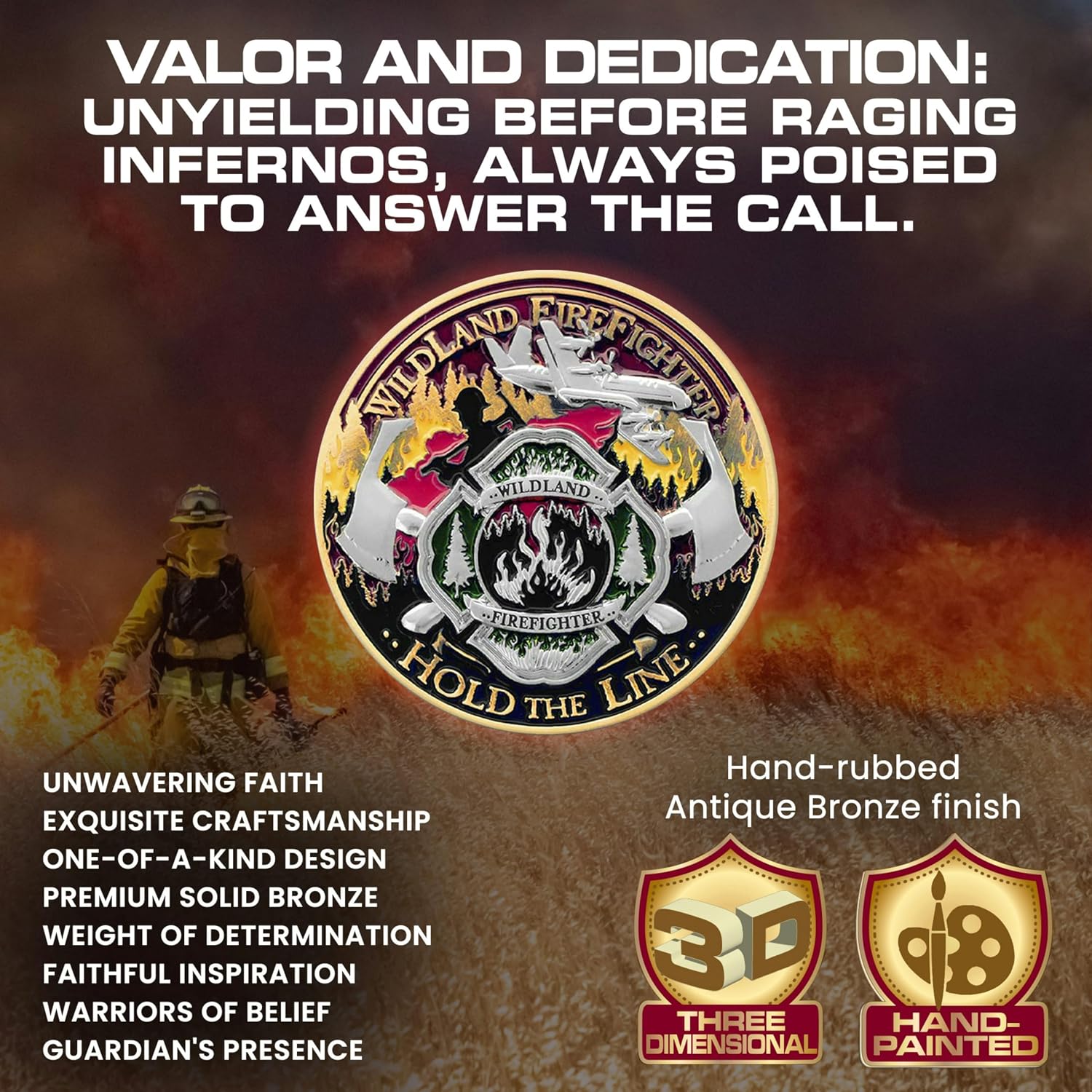 Wildland Firefighter Challenge Coin – One Foot in The Black Medallion – Firefighter Appreciation Gift with Deluxe Tin Display Box & Polishing Cloth