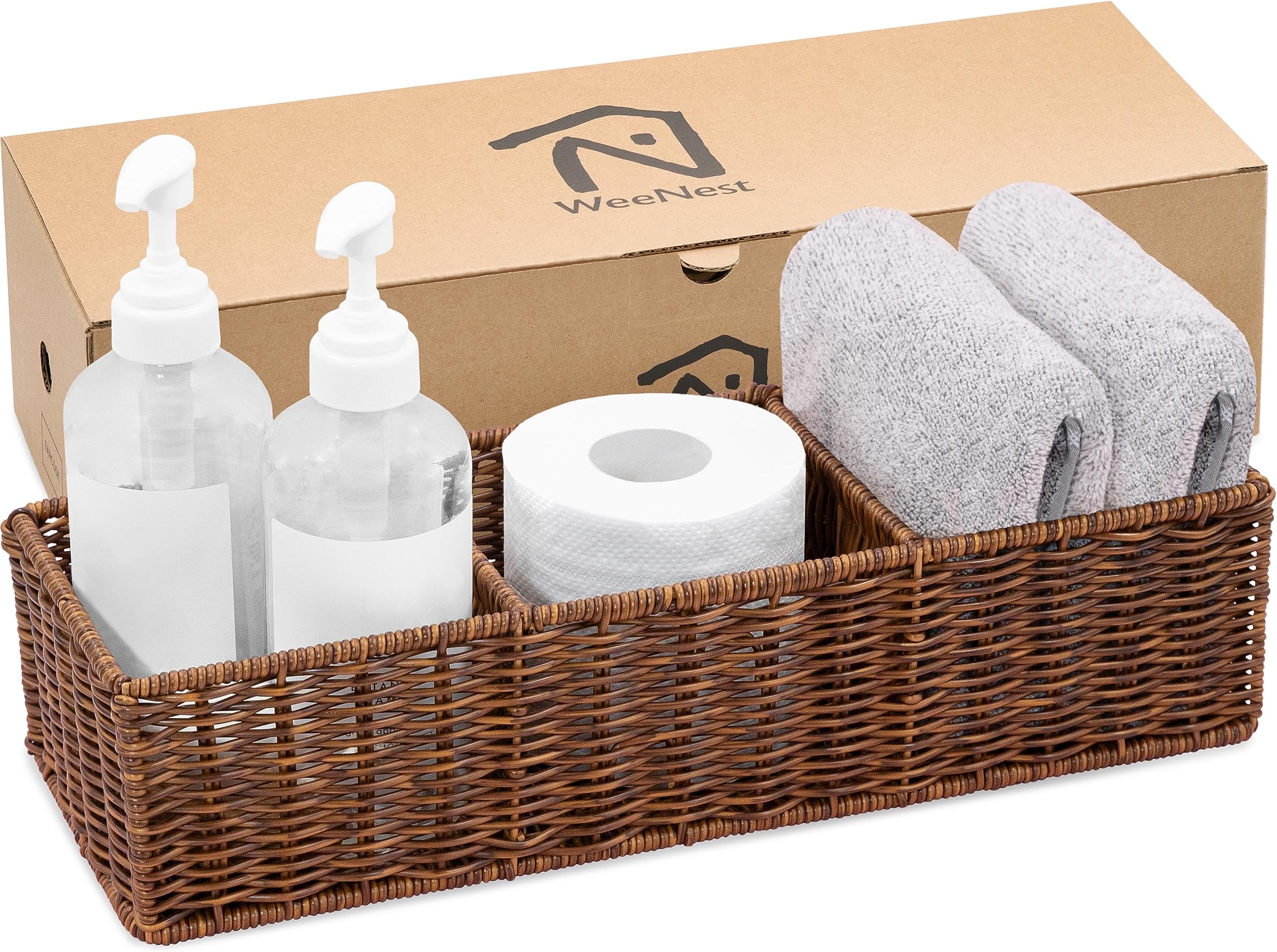 Seagrass Tank Basket for Toilet, Woven Basket Organizer for