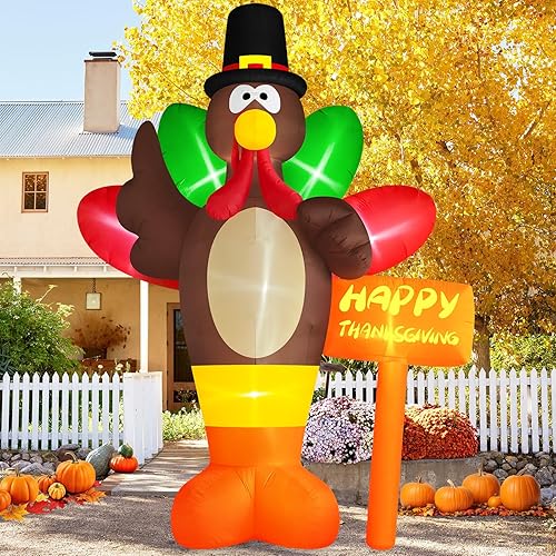 Danxilu Pavo inflable gigante de 12 pies, decoraciones al aire libre, Acción de Gracias, inflables con letreros de calle, decoración de patio, luces