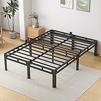 NKZ Queen Metal Bed Frame 14 Inch Platform, 4000lbs Capacity 2-in-1 Box Spring Replacement, Noise-Free, Rounded Legs, Easy Assembly