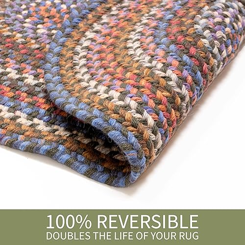 Miniatura 3 de Tapete reversible de lana, texturizado, grueso, trenzado. , Lana, verde (Greengrass)