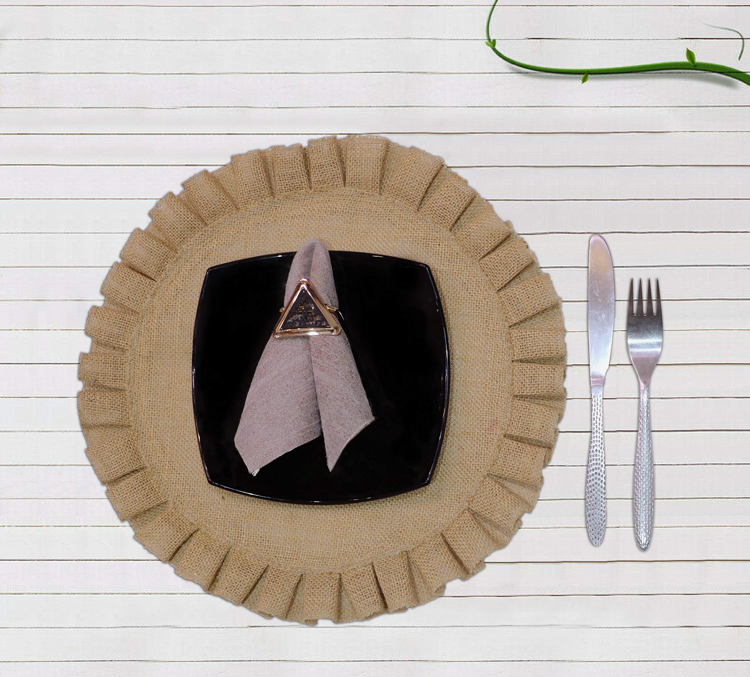 Jute Braided Placemats |Side Table Mats|Best for Bed-Side Table, Center Table, Dining Table, Shelves|Home Decorators|Farm Mats|The Home Talk (Natural, 35cm Round - Set of 4)