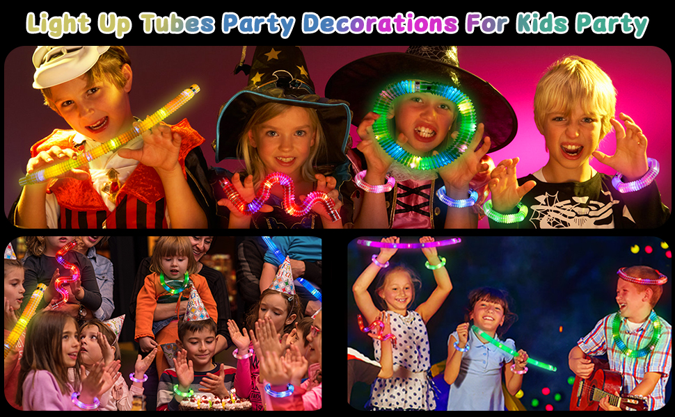 Lot De 12 Pop Tubes LED Lumineux - Jouets Sensoriels Pour Enfants - 6 Couleurs, 3 Modes Lumineux - Étirable Jusqu'à 65 Cm - Pour Fêtes, Anniversaires, Halloween
