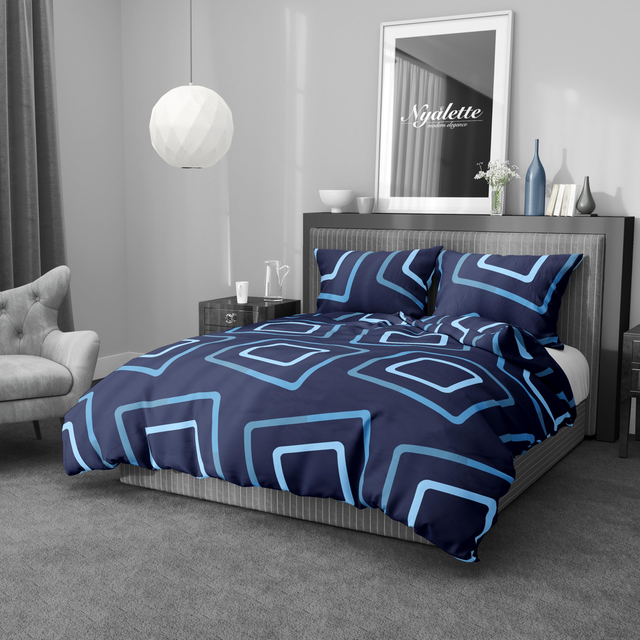 Bettwäsche 135x200 Baumwolle Bettwäsche-Sets Premium Blau Kariert Modern