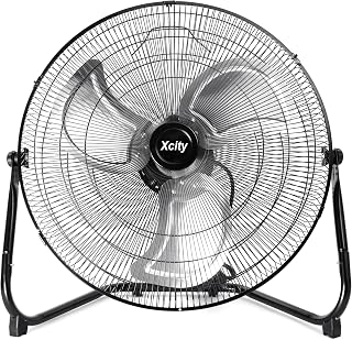 Xcity 20 Inch Industrial Floor Fan - 4650 CFM Max Airflow, 3-Speed, 360° Tilt, Metal Build for Warehouse, Garage, Factory