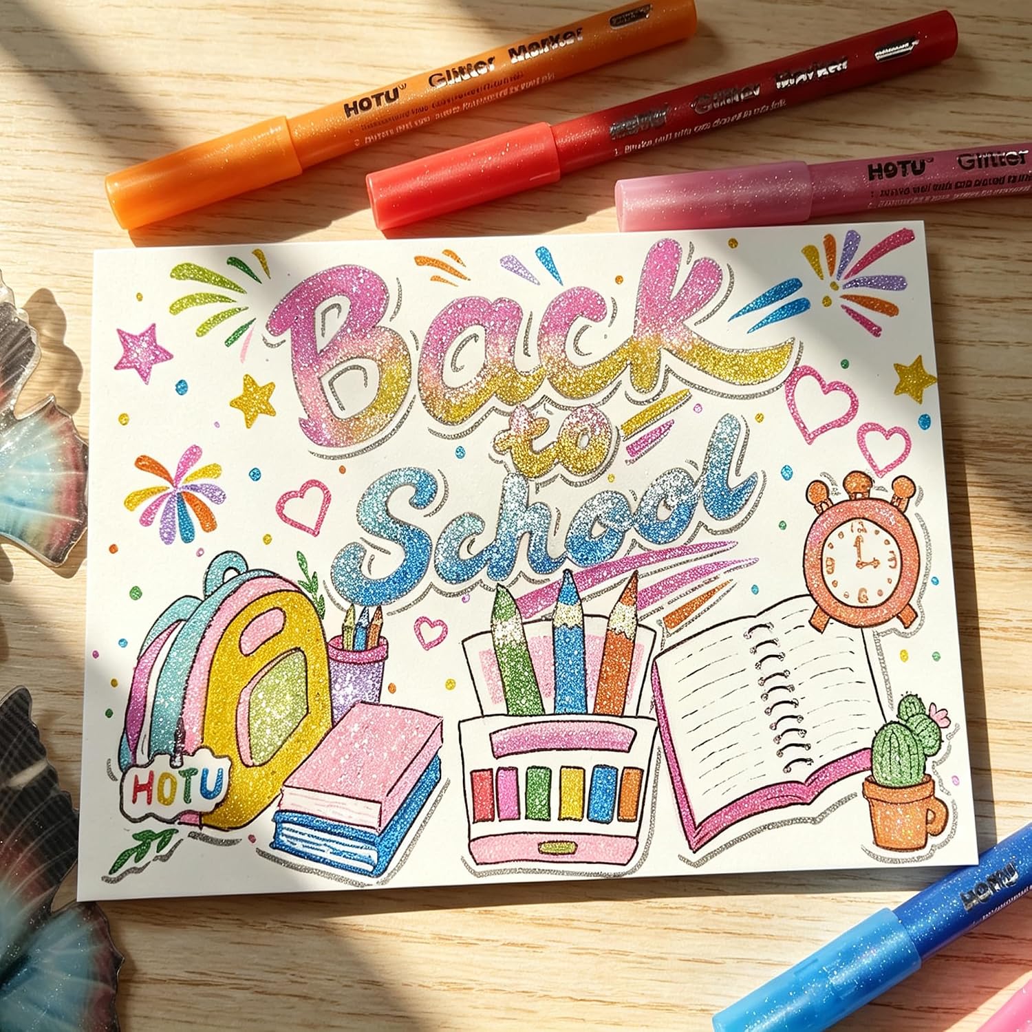  Glitter Markers Pens, 12 Sparkly Colors, 0.7mm Fine Tip for Coloring thumbnail