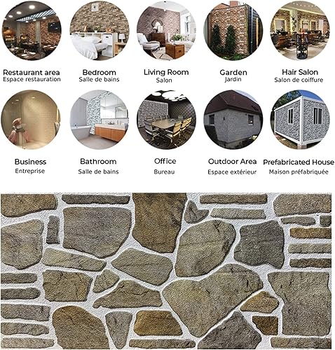 Miniatura 3 de Dundee Deco Paneles de pared 3D  Revestimiento de pared gris caramelo blanco con aspecto de piedra, revestimiento de espuma de poliestireno para