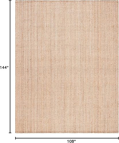 Miniatura 2 de SAFAVIEH Alfombra de área de 9 x 12 pulgadas, colección de fibra natural, grande, marrón natural, yute hecho a mano, diseño de tejido de canasta