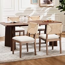 Mid Century Dining Chair Beige Set of 4