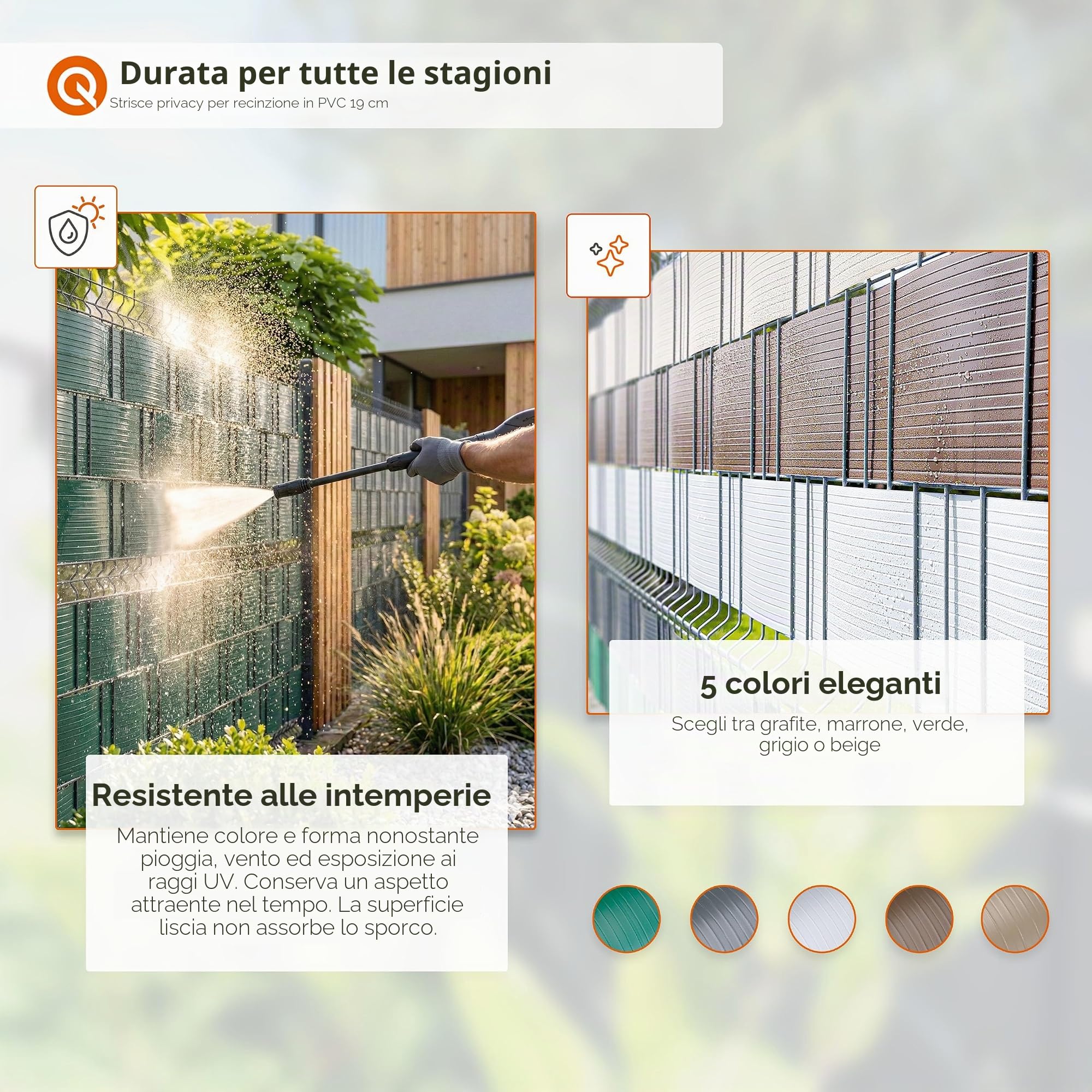 Quest Striscia Frangivista PVC Rigido 19 cm - Marrone, 26 m | Paravento per recinzione a doppia asta, per giardino, balcone e terrazza, resistente ai raggi UV, 900 g/m2, tutela la privacy