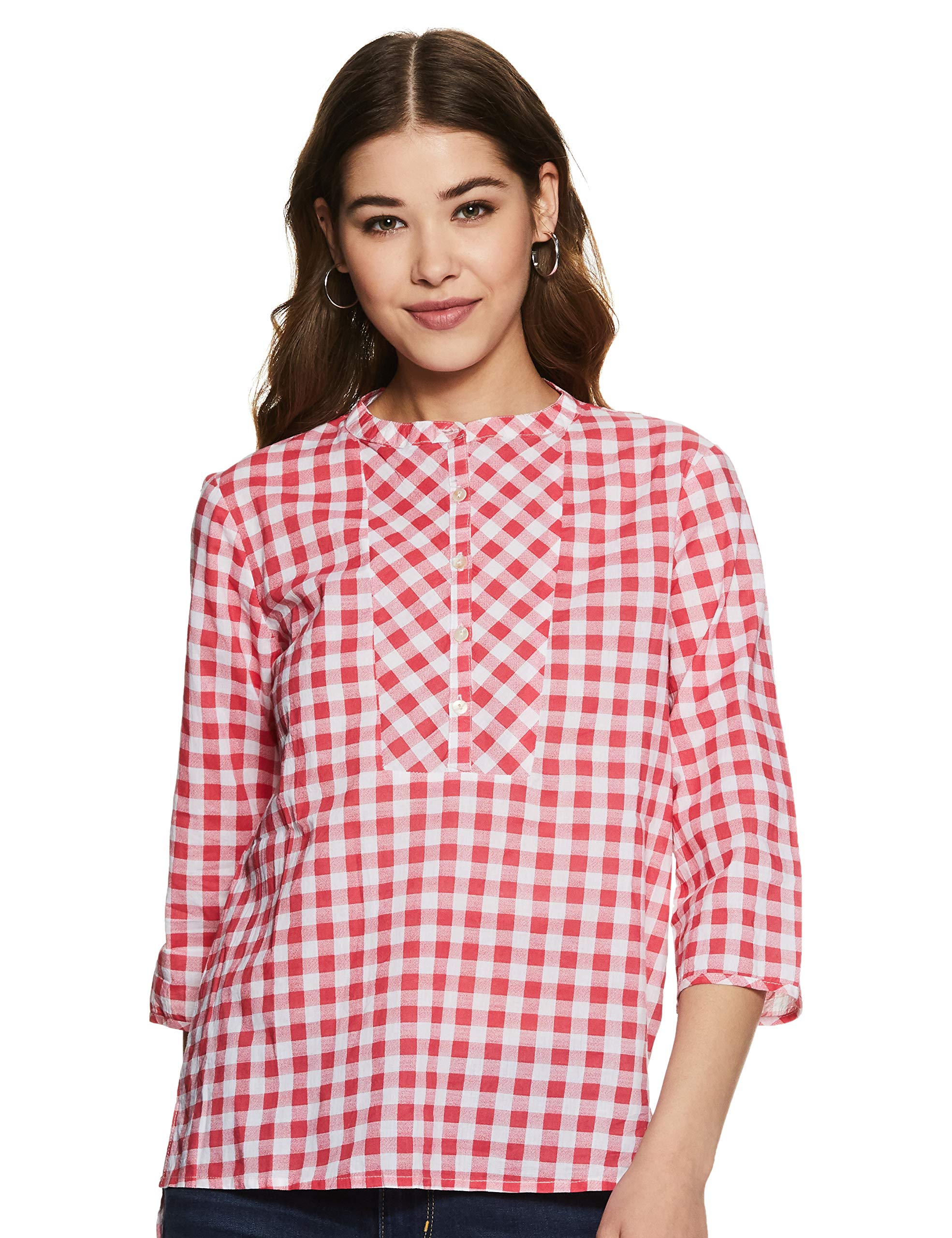 styleville.inWomen's Checkered Regular Fit Top