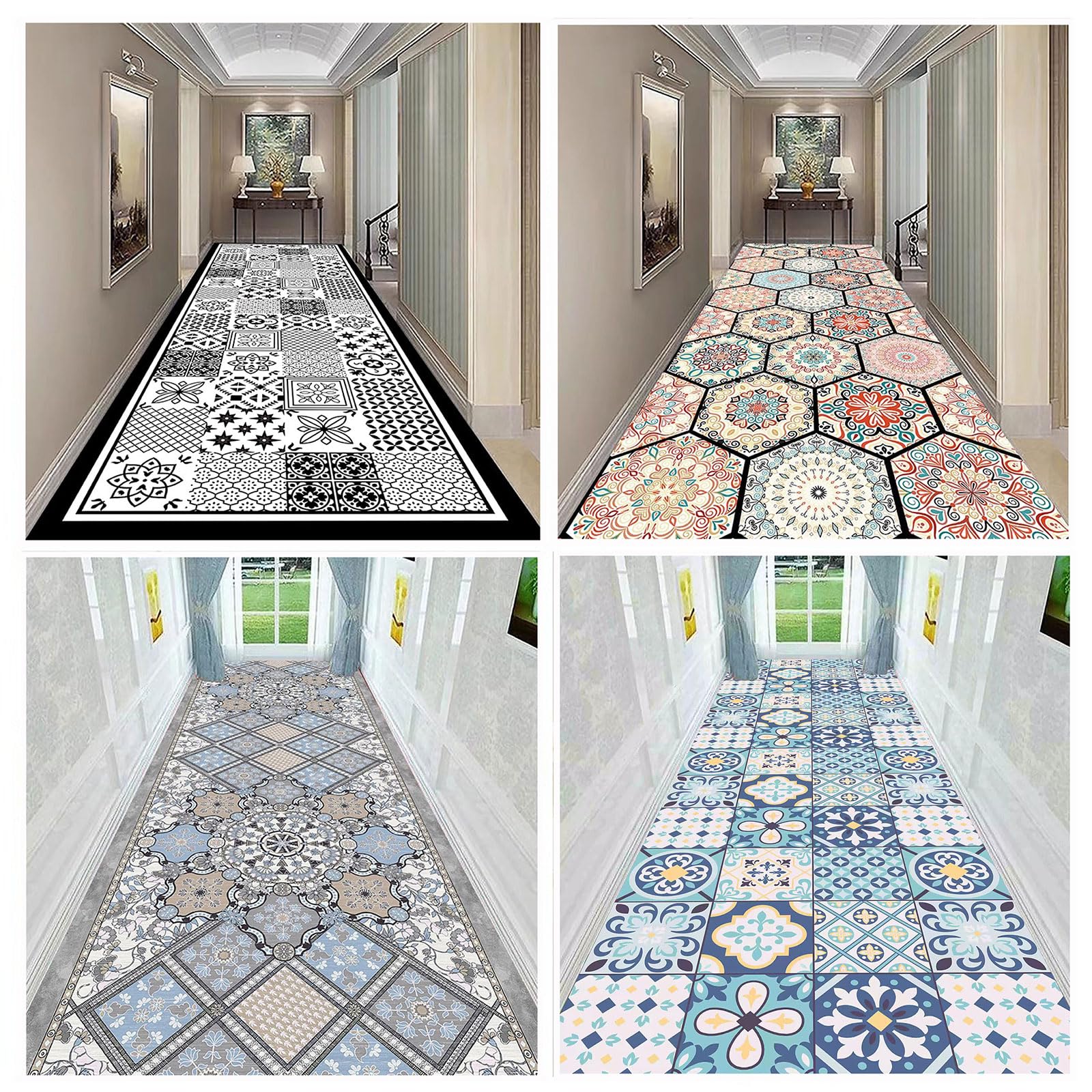 ZTGL Dywaniki antypoślizgowe, dywaniki do przedpokoju, wodoodporne dywaniki kuchenne, łatwe do cięcia dywaniki do korytarza, nadruk geometryczny,K,80x200cm