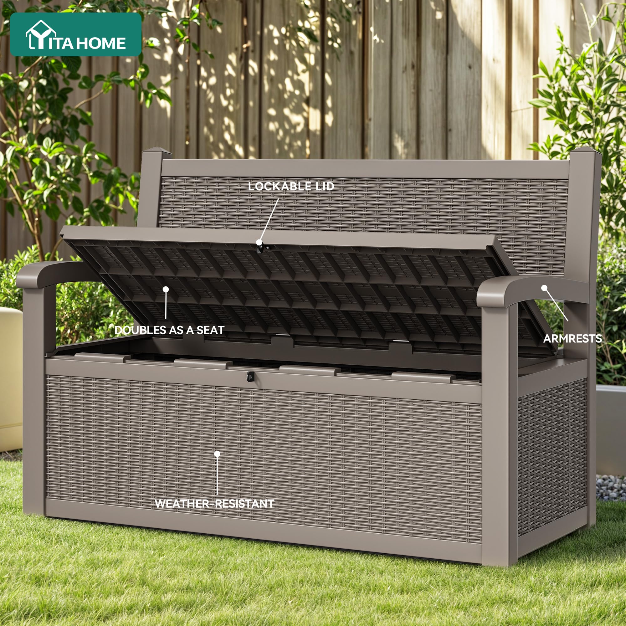 Amazon.com : YITAHOME 70 Gallon Deck Bench with Storage, Outdoor
