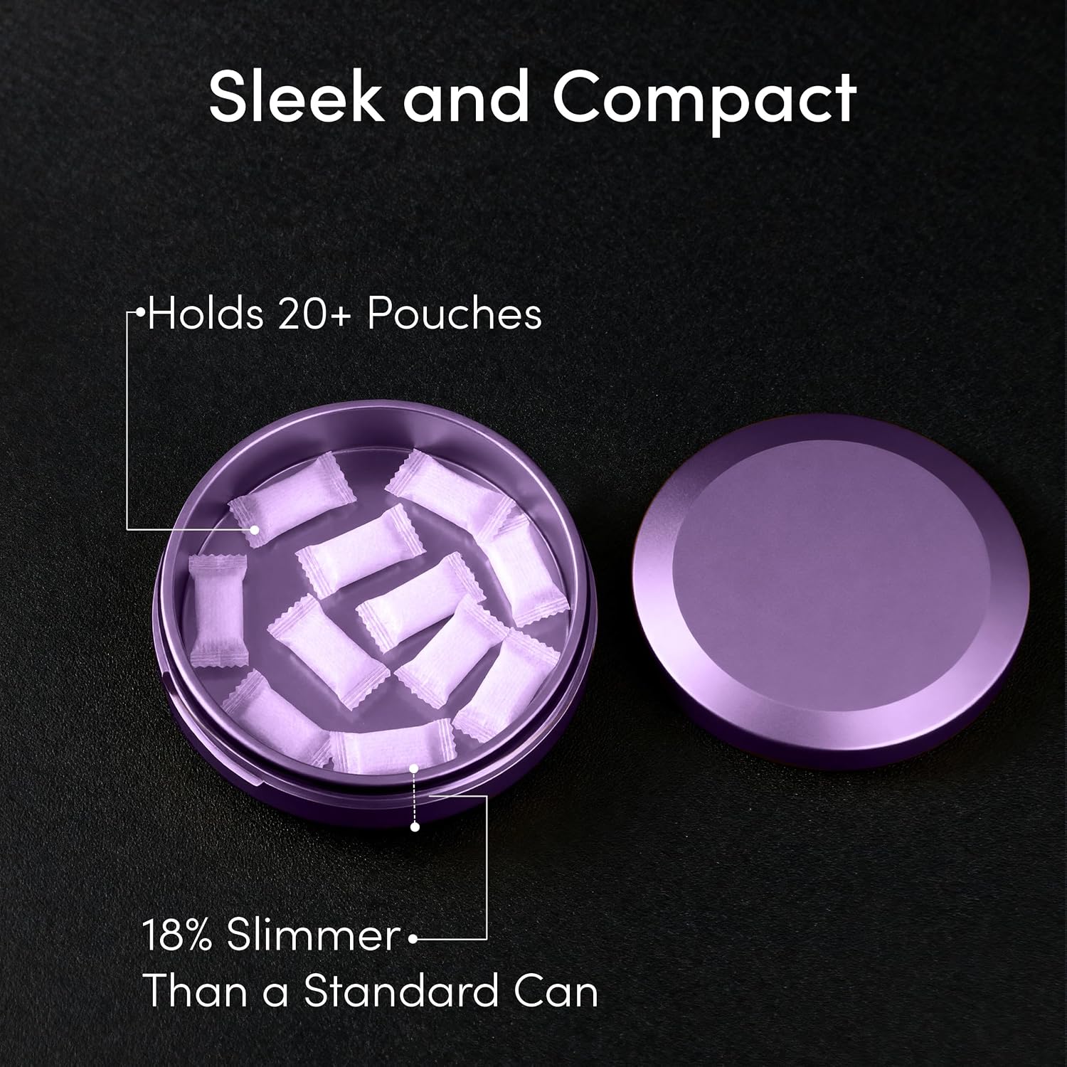 Metal Zyn Can – Slim Aluminum Pouch Container & Snus Can | Odor-Proof Zyn Holder with Airtight Seal | EDC Pocket Tin | Zyn Gifts for Men | Core Series by Nordicool (Lavender Purple) image 2