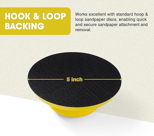 Miniatura 8 de Bloque de lijado de mano de 5 pulgadas, bloque de lijado de gancho y bucle, 2 bloques de lijado de mano redondos y de ratón, bloques de lijado de