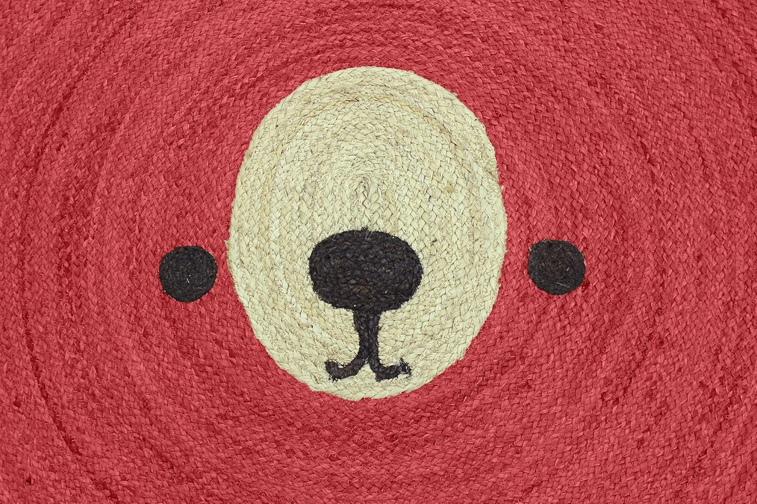Kilim Rug 4' Round Area Rug Red & Beige Teddy Bear Cartoon Braided Jute Rug Indoor Outdoor Rug Flatweave Rug High Traffic Area Bedroom Bedside Round Dining Side Kitchen & Yoga Mat