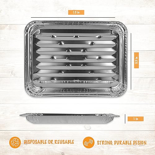 Miniatura 5 de Plasticpro Sartenes de aluminio para parrilla, sartenes para asar, revestimientos de parrilla, duraderos con superficie inferior acanalada para