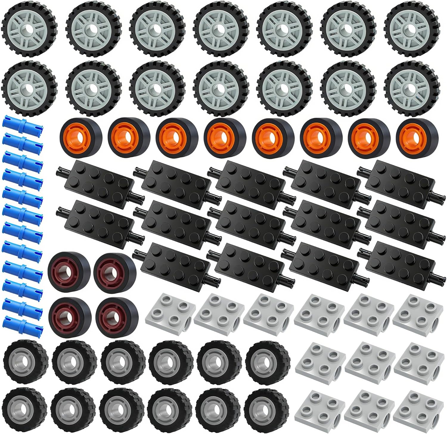 City Car Wheels Tires Axles Kits Set, Vehicle Truck Parts Classic Pieces Accessories, Bulk Bricks Sets Construction Toys