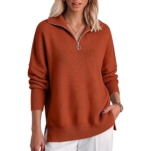 ANRABESS Womens Oversized Quarter Zip Pullover Sweaters