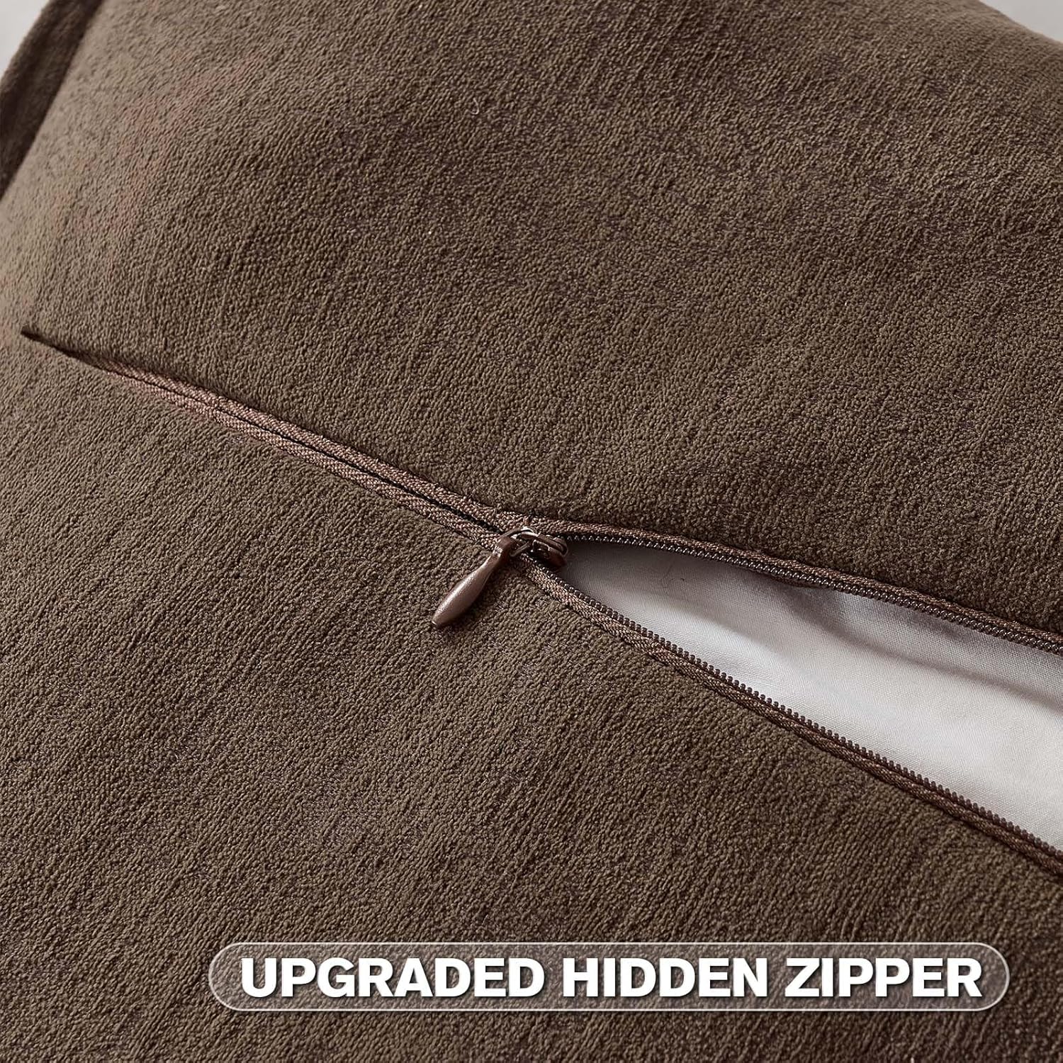 FUTEI Dark Coffee Chenille Throw Pillow Covers 18x18 Inch Set of 2,Edges Double-Stitched Cushion Cases,Modern Home Decor for Couch Living Room - Image 3